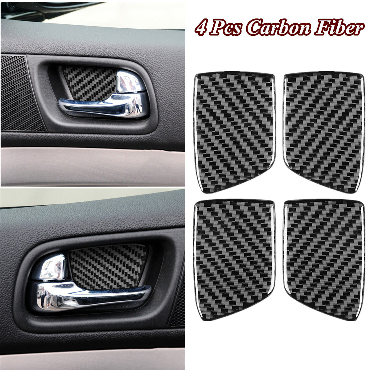 4 Pcs Carbon Fiber Car Interior Door Handle Cover Trim For Infiniti G37 2007-13