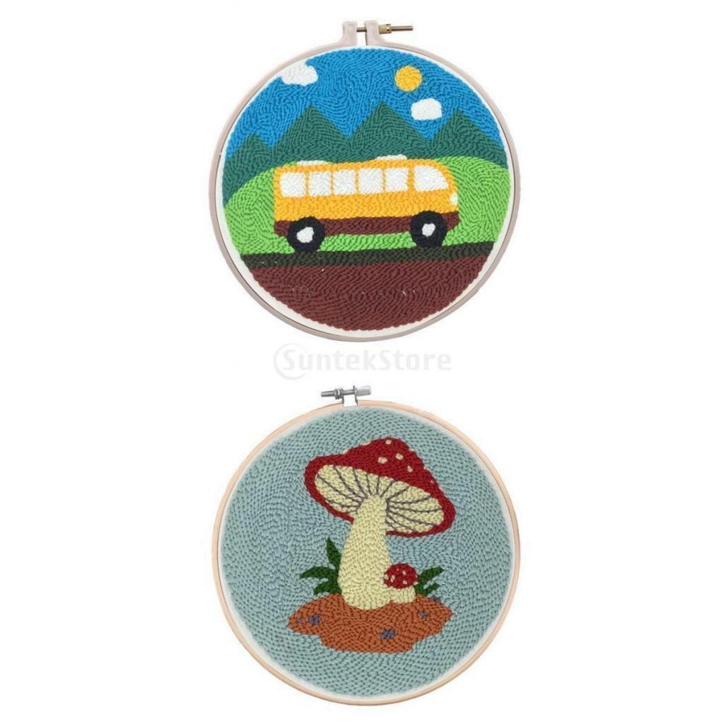 2pcs Punch Needle Embroidery Kit with Punch Embroidery Pen for