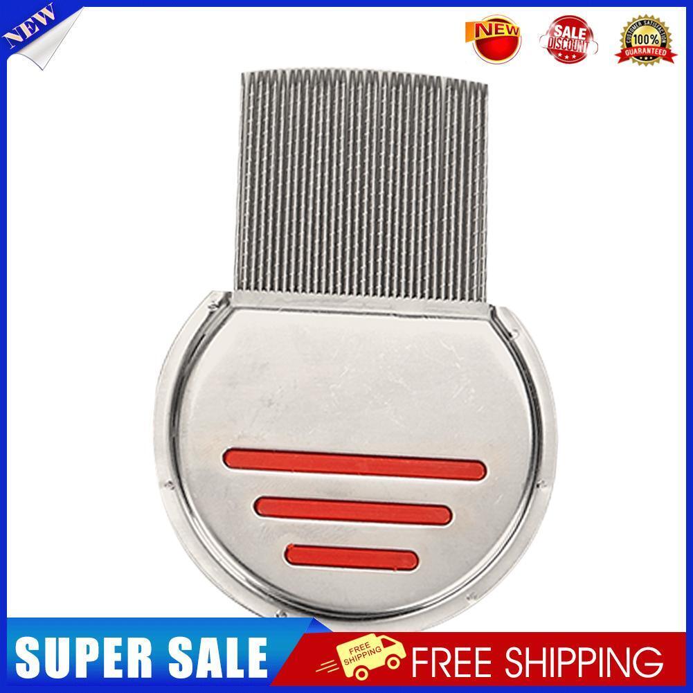 Stainless Steel Density Teeth Hair Lice Comb Dust Free Brush (Red)