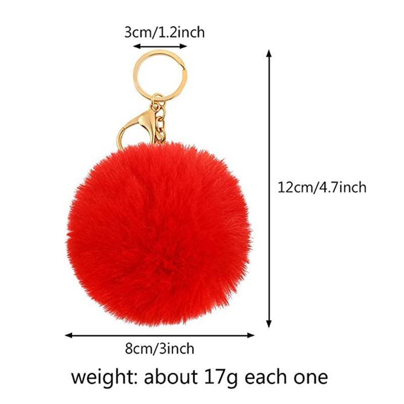 22 Pieces Fluffy Pom Poms Keychains Faux Rabbit Fur Pompom Keyring Bag Charm