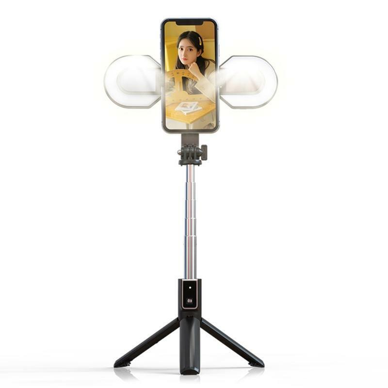 Selfie Stick Phone Clip Extendable Tripod Monopod with 2-Color Temp Fill Light