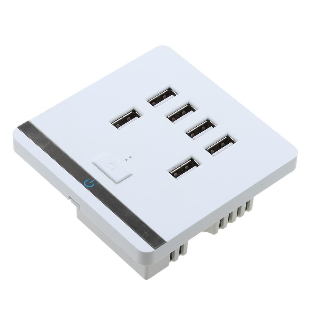 USB Wall Charger Outlet  Plate Panel Switch 3.4A 6 Port