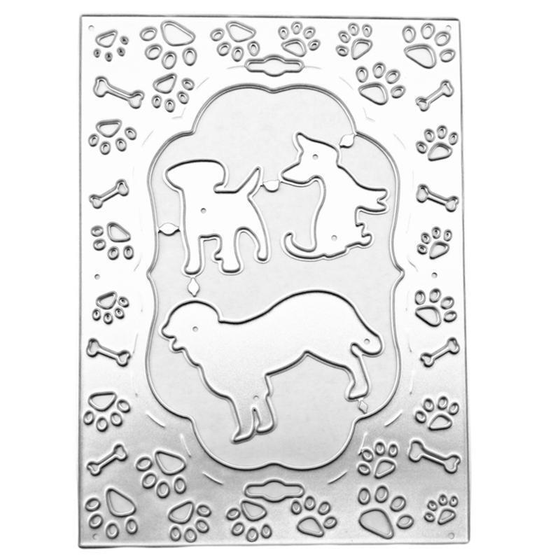 Cat Dog Bone Footprint Metal Cutting Dies Stencil Scrapbooking DIY Album Stamp