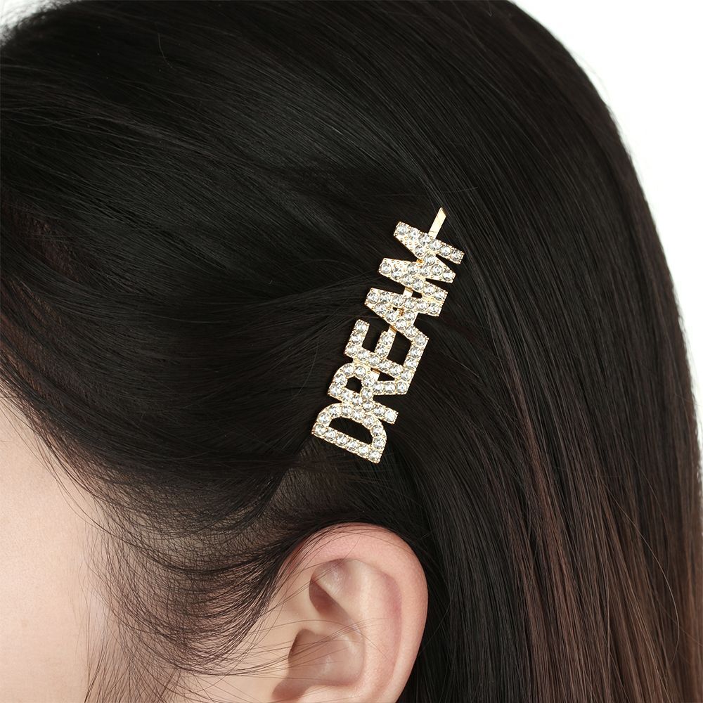 HOPE DREAM  Hair Clips Rhinestone Headwear Crystal Hairpins Letter Barrettes