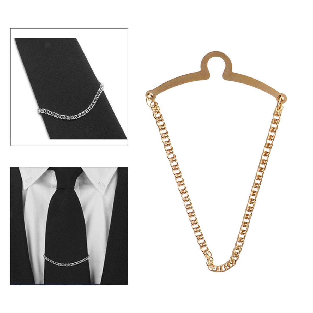 Tie Chain for Men Herringbone Necktie Link Tie Chain Brooch Fashion Tie Clips
