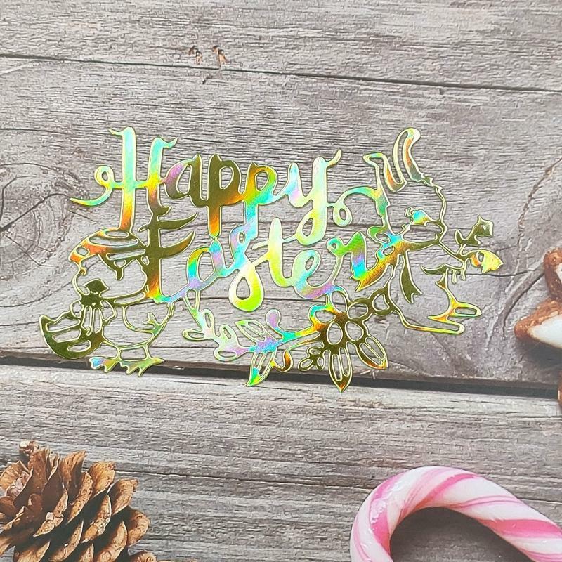 Happy Easter Word with Bunny Chick Metal Cutting Dies Stencil DIY Scrapbook Mold