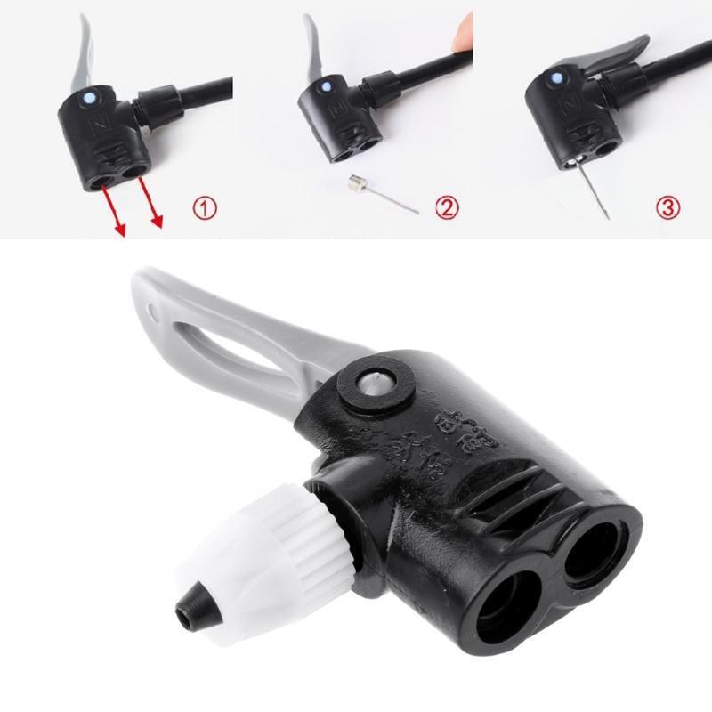 Bike Bicycle Pump Nozzle Valve Connector Adapter Dual Head Pumping Parts Tools