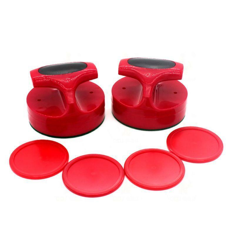 Air Hockey Pushers and Red Air Hockey Pucks for Game Tables 2 Strikers 4 Pucks