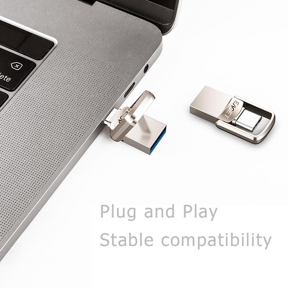 EAGET CU20 Metal USB3.0 Flash Drive Stick Phone OTG Type C Pendrive (128GB)