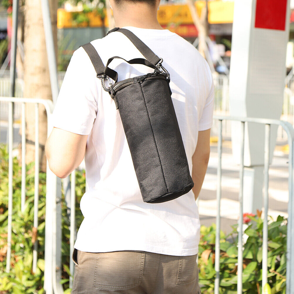 Outdoor Gas Canister Lamp Storage Bag Portable Water Bottle Cover (Black L)