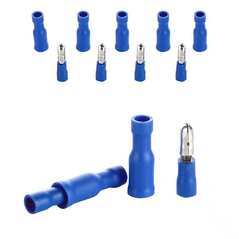 100Pcs Male & Female Insulated Bullet Connector Terminals 16-14AWG Wire Kit Blue