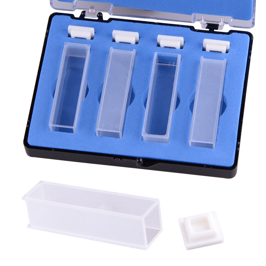 4Pcs 3.5ml 10mm Cuvette Cell Spectrometer Micro Optical Quartz Cuvettes Lid Li