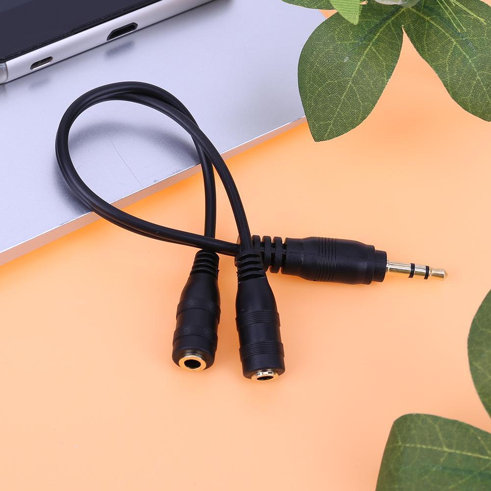 3.5mm 1 Male to 2 Female Y Splitter Stereo Extension Audio Cable (Black)