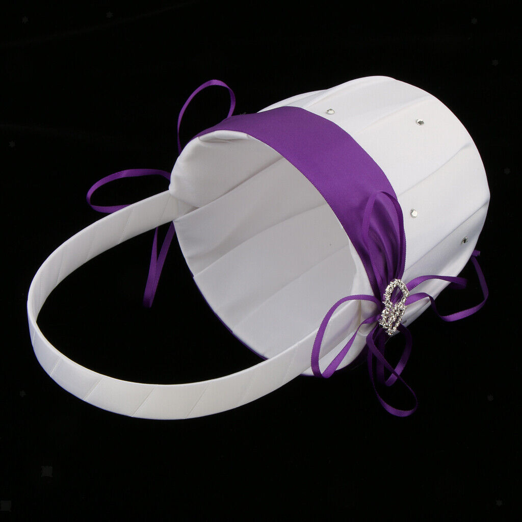 Satin Wedding Flower Girl   Rhinestone Decor Purple