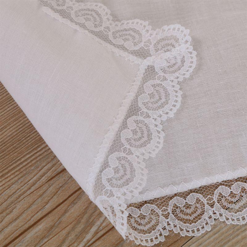 25x25cm Women Plain White Square Handkerchiefs Crochet Peach Heart Scalloped DIY