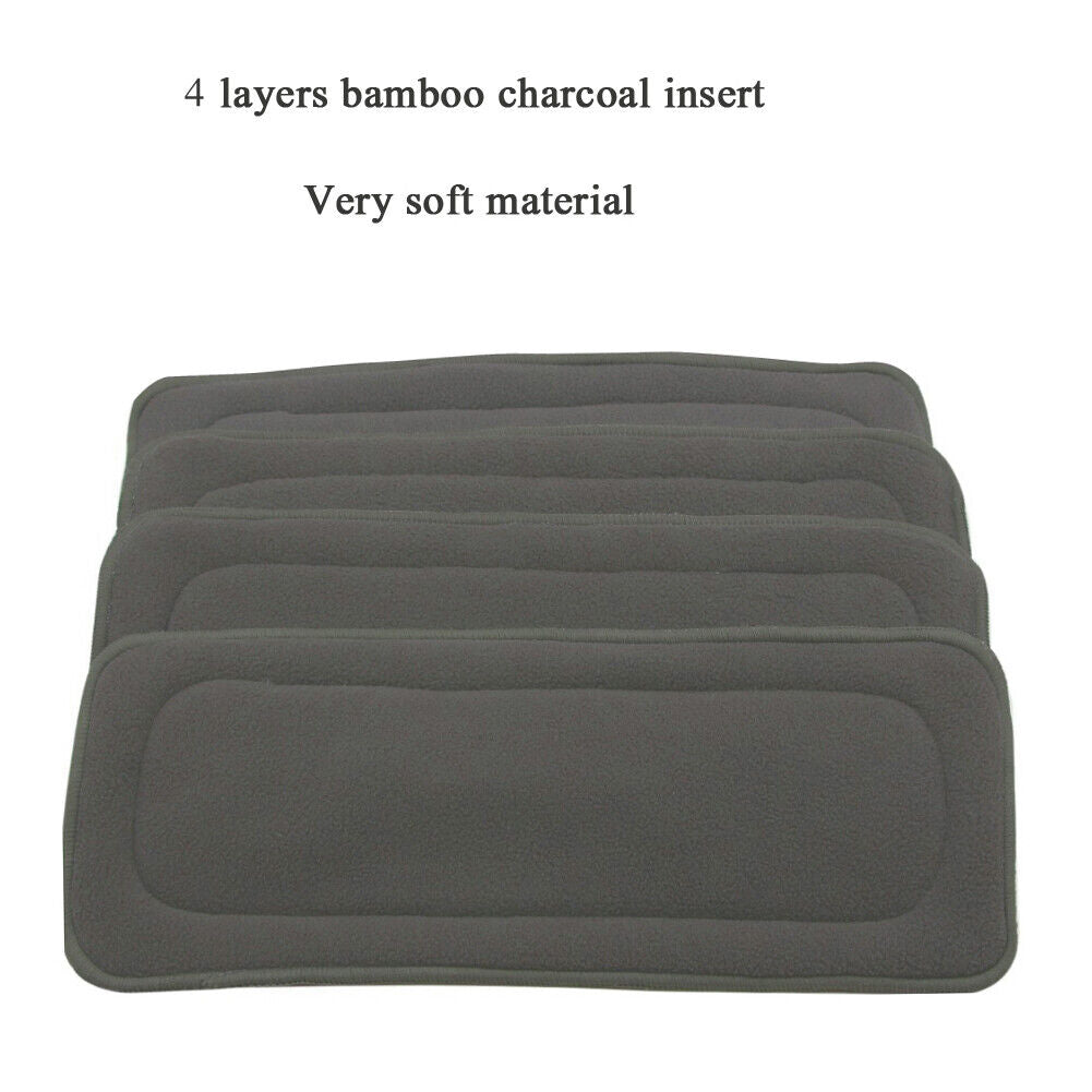 1pc Reusable 4 Layers Bamboo Charcoal Insert Baby Cloth Diaper Nappy Use