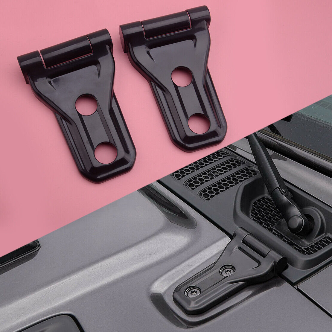 Black Hood Hinge Cover Trim Fit For Jeep Wrangler JL 2018 2019 2020