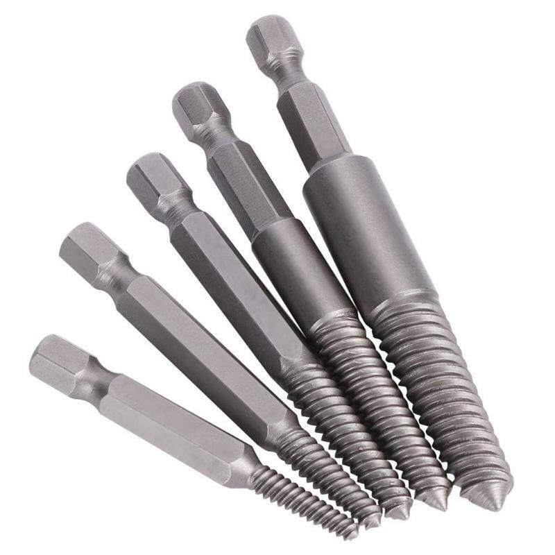 Broken Screw Remover Set Hex Shank Fine Teeth Damaged Bolts Removal Tool 5 Pcs