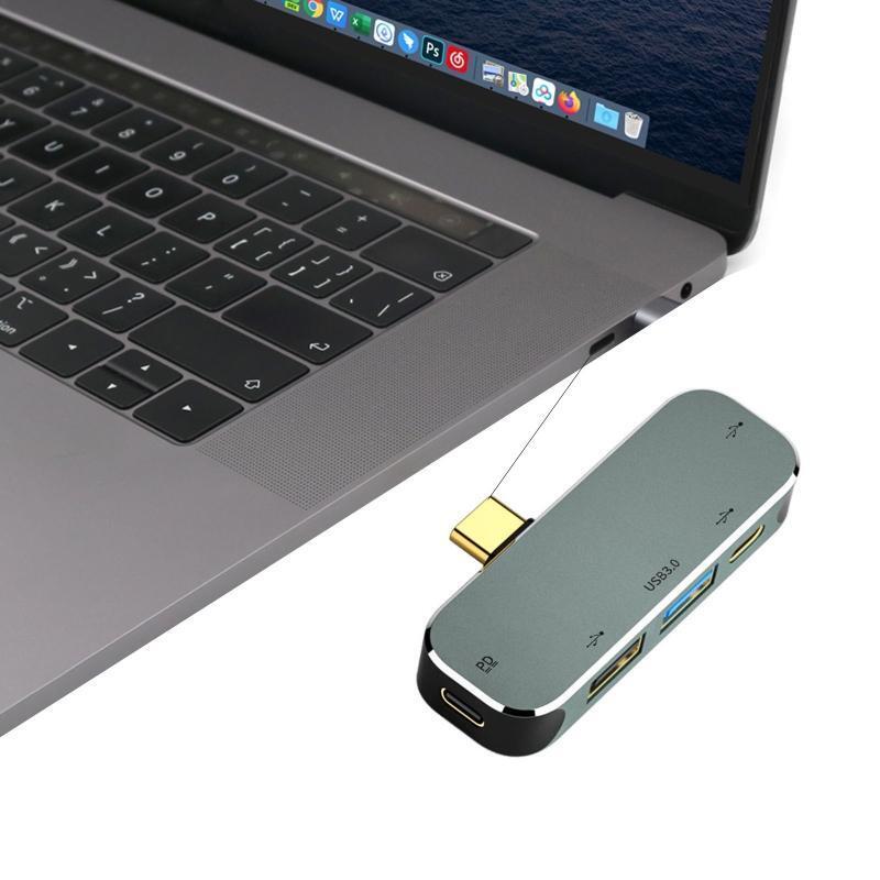 Type C Hub 5 Ports Aluminum Alloy USB Hub 3.0 2.0 Extended Type C Adapter