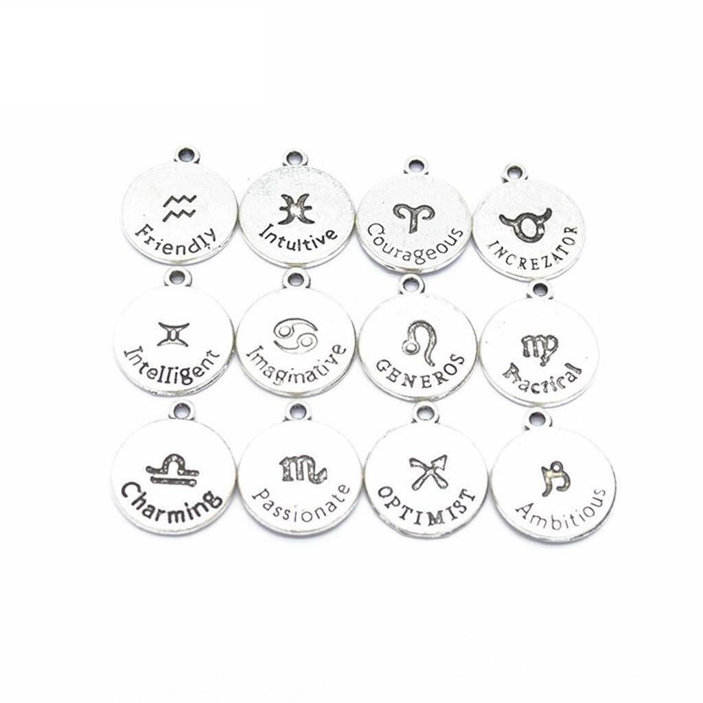 24pcs 12 Zodiac Charms Pendant DIY Choker Necklace Bead Jewelry Making Craft