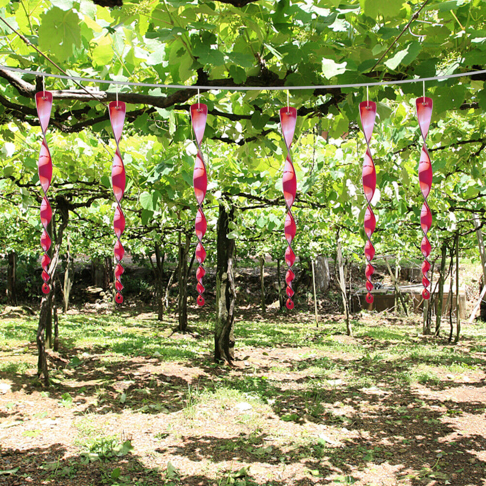6pcs Bird Repellent Stick Reflective Spiral Deterrent Garden Decor (Red)
