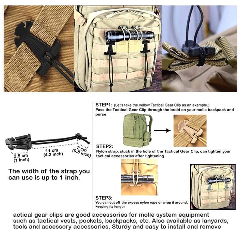 22 Pcs Backpack Fixing Buckle D-Ring Locking Gear Clip Backpack Attachments Kit