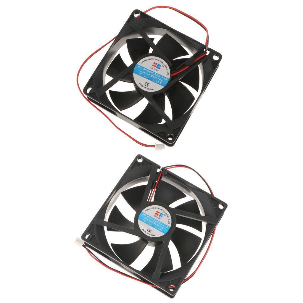2Pack DC 12V 0.15A 92mm x 92mm /80x80mm 2Pin Connector PC CPU Computer Case