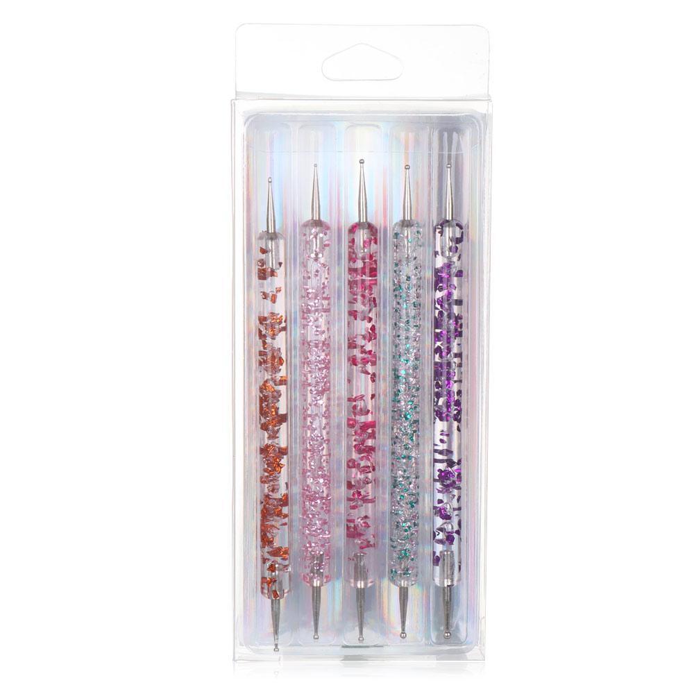 5Pcs Beauty Professional 2 Way DIY Nail Art Dotting Pen Painting Manicure Tools