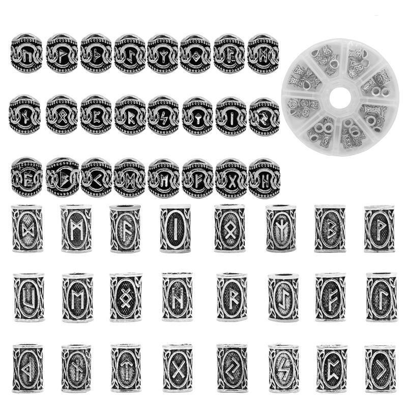 48 Pieces Viking Beads for Hair Decor Accessory DIY Beading Jewelry Bracelets