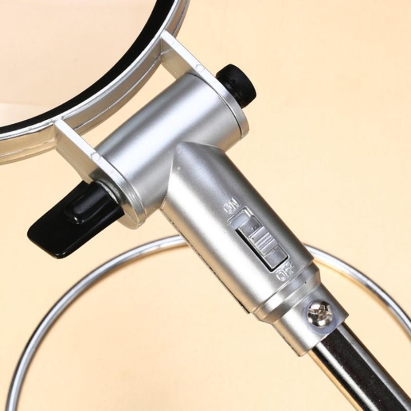 Desktop Magnifier Lamp with LED Light 2X Magnifying Glass Lens Folding Magnifier