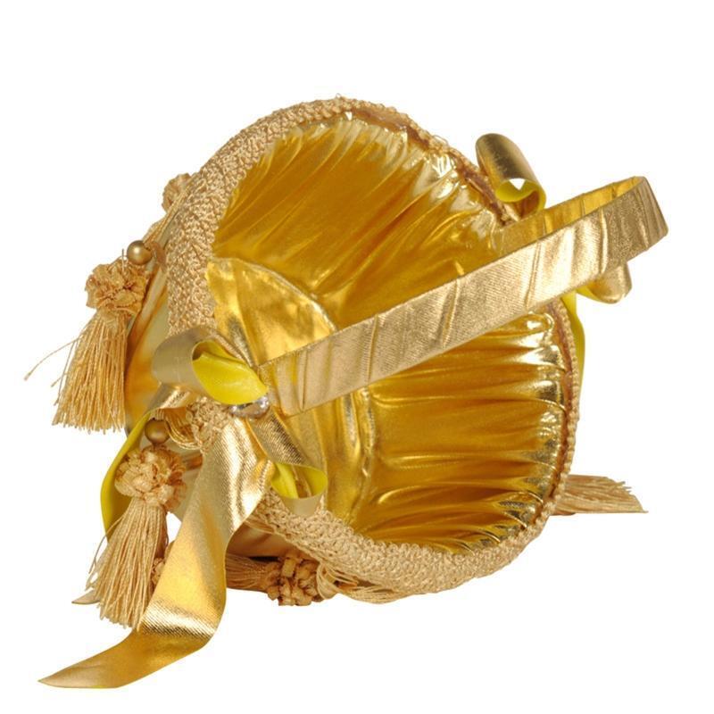 Small Flower Girl Baskets with Handle Bows & Tassels for Wedding Ceremony