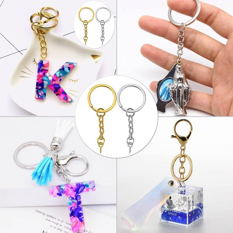 180 Pack Key Chain Rings Kit Key Ring Jump Rings Screw Eye Pins Metal Parts
