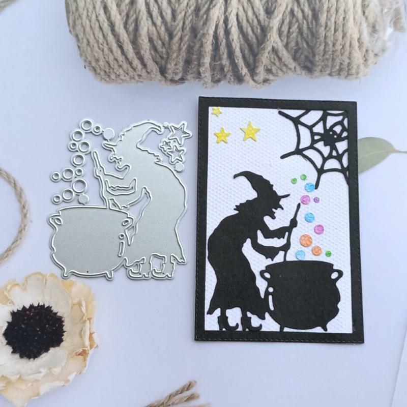 Halloween Witch Metal Cutting Dies Stencil DIY Scrapbooking Album Paper Template