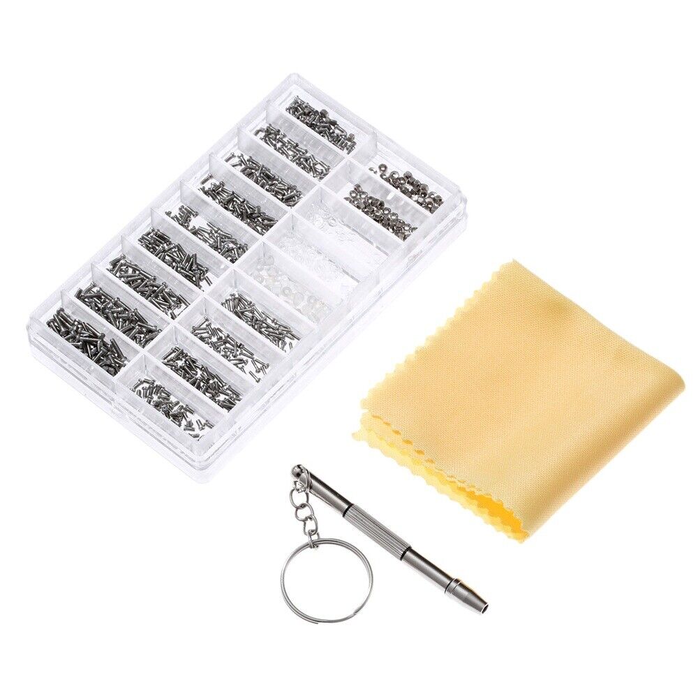 900Pcs Small Screws Glasses Repair Kit Eyeglass Screwdriver With a Plastic Case