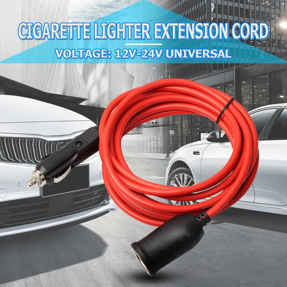12V 24V 10A Car Cigarette Lighter Socket Extension Cord Cable 12ft Red