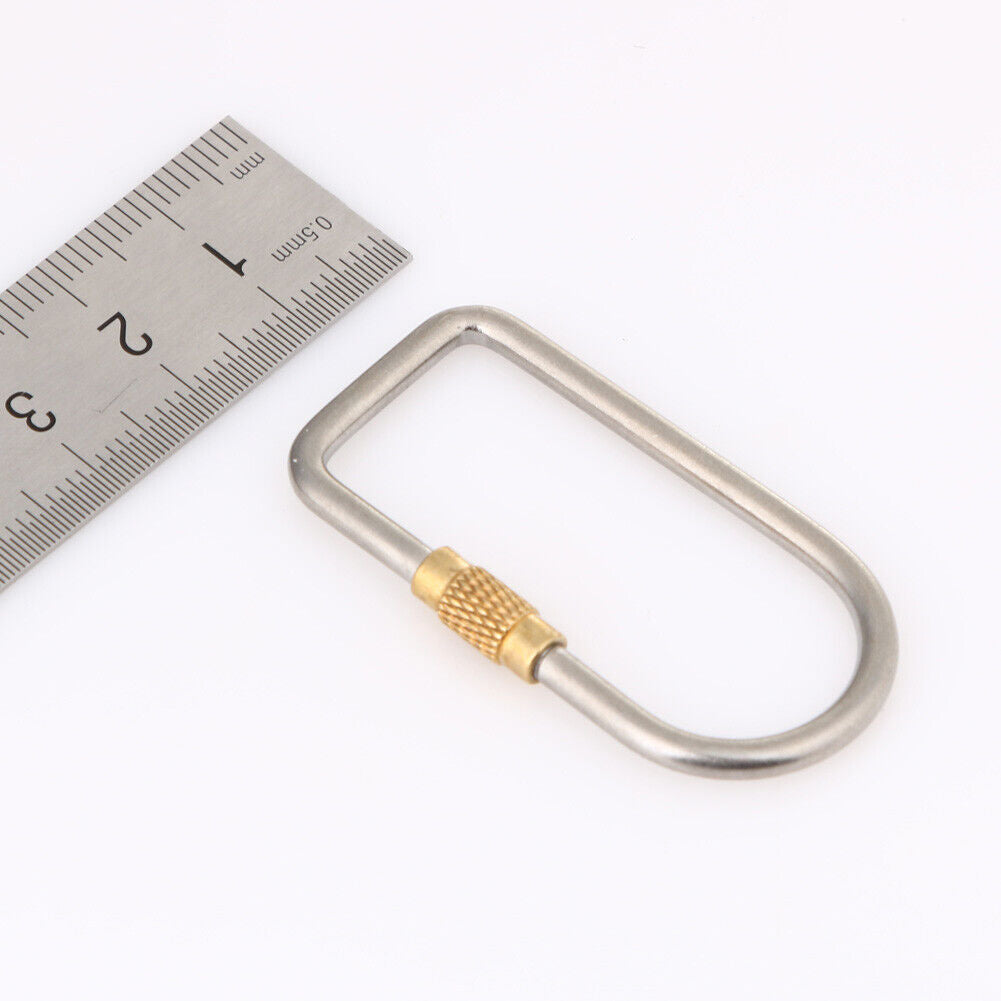D Shape Titanium Alloy Screw Lock Carabiner Clip Hook Keychain Camping