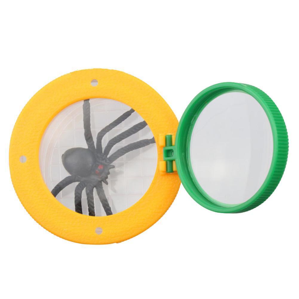 Cylindrical Crawler Spider Insect Box Magnifying Glass Magnifier (Yellow)