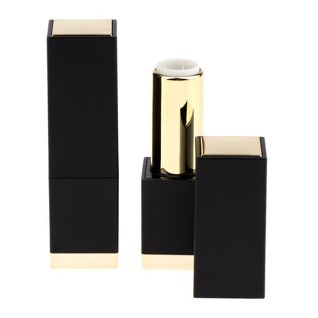 2Pcs Black Plastic Makeup Cosmetic DIY  Lip  Square Tube Empty