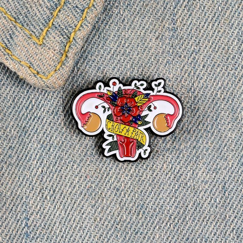 Uterine Medicine Brooches Feminist Uterus Rose Enamel Pin Decor for DIY Scarves