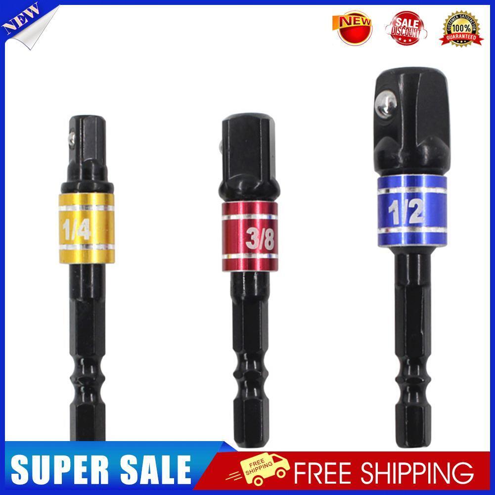 3pcs Drill Socket Adapter Converter Hex Shank to Square Socket Drill Bits