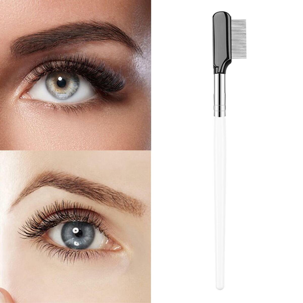 Steel Eyebrow Comb Cosmetic Grooming Black 1Piece for