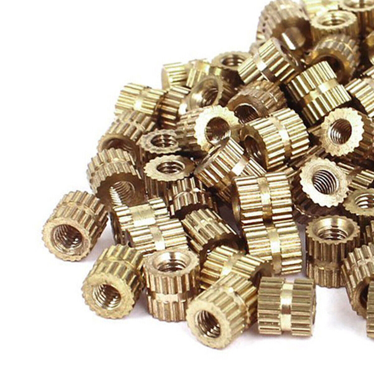 M3x5mm Brass Female Threaded Knurl Insert Embedded Nut Fastener 100pcs