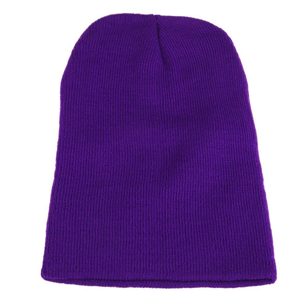 Men Women Beanie Knit Ski Cap Winter Warm Wool Hat Hip-Hop Bright Purple