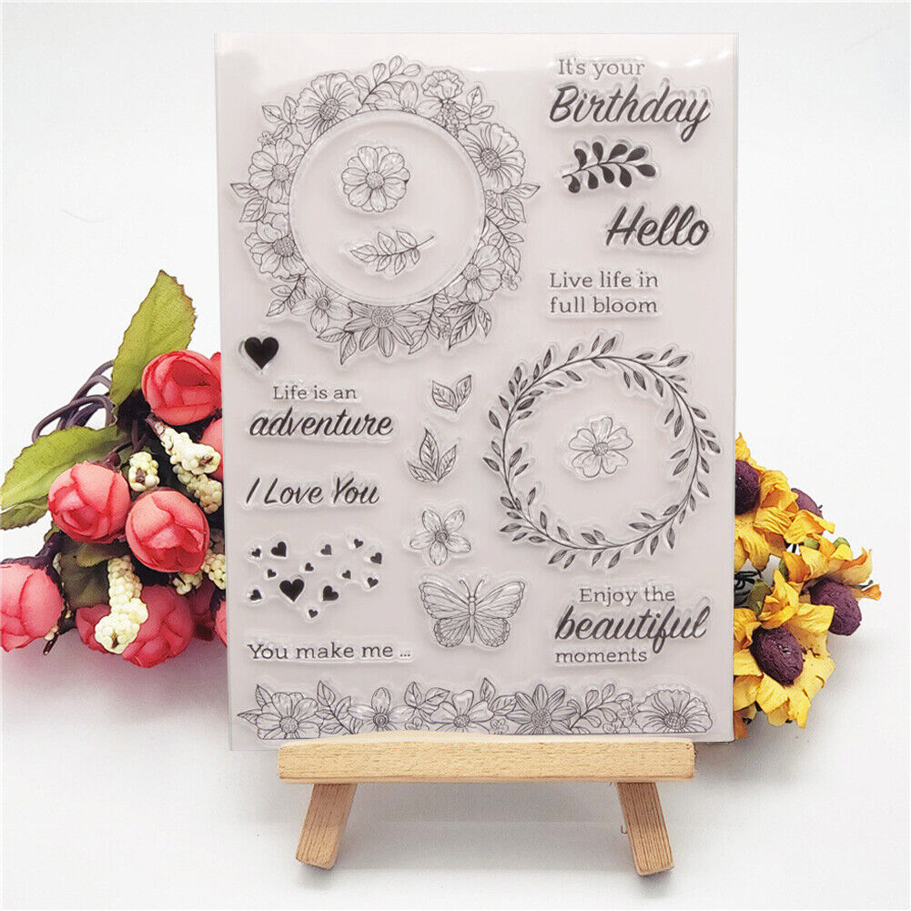 Stamp DIY Silicone Seals Flower Wreath Scrapbooking Card Photo Album Decor