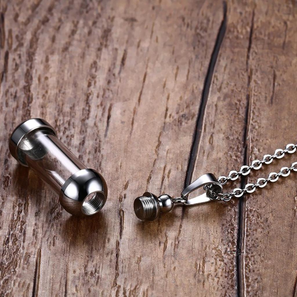5Pcs Glass Vial Pendant Necklace Openable Urn Chain Clear Keepsake Ash Tube