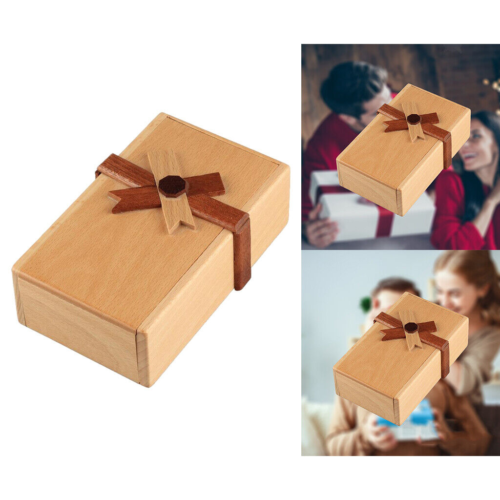 Wooden  with Hidden Compartments Brain Teaser Jewelery Money Box