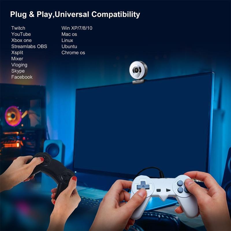 1080P Webcam Built in Adjustable Ring Light and Mic Advanced Autofocu Web Camera