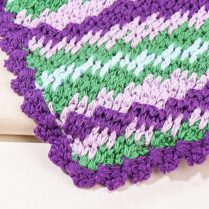 Novelty Women Triangle Bandanas Turban Crochet Hairband with Stripe Pattern
