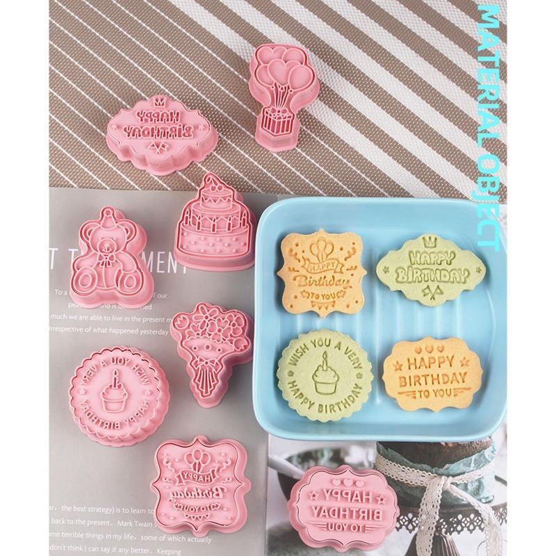 Plastic DIY Cookie Cutting Moulds Cute Baking Moulds Birthday Series Pastry Tool