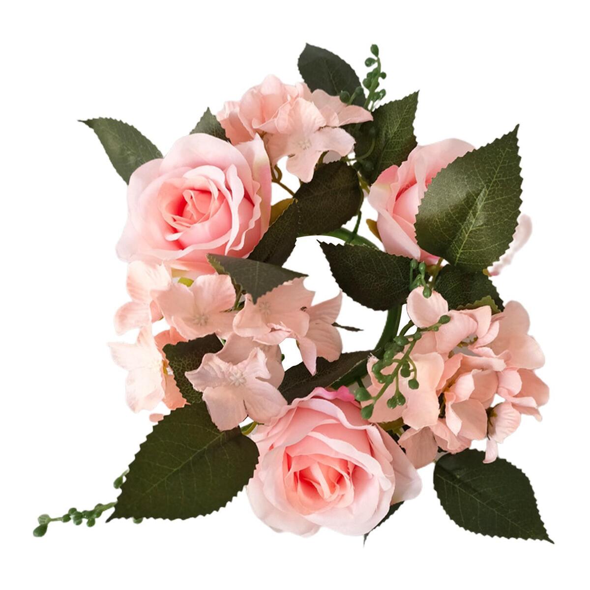 4pcs 7.87in Candle Rings Wreath Decor Flower Garland Halloween Farmhouse